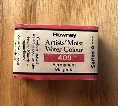 Vintage Rowney Permanent Magenta 409 Künstler feuchtes Aquarell ganze Pfanne Neu aus altem Lagerbestand
