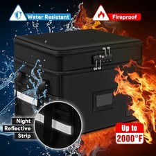 New Fireproof Document Box with Lock, 2 Layer File Organizer with 5 Tab Inserts