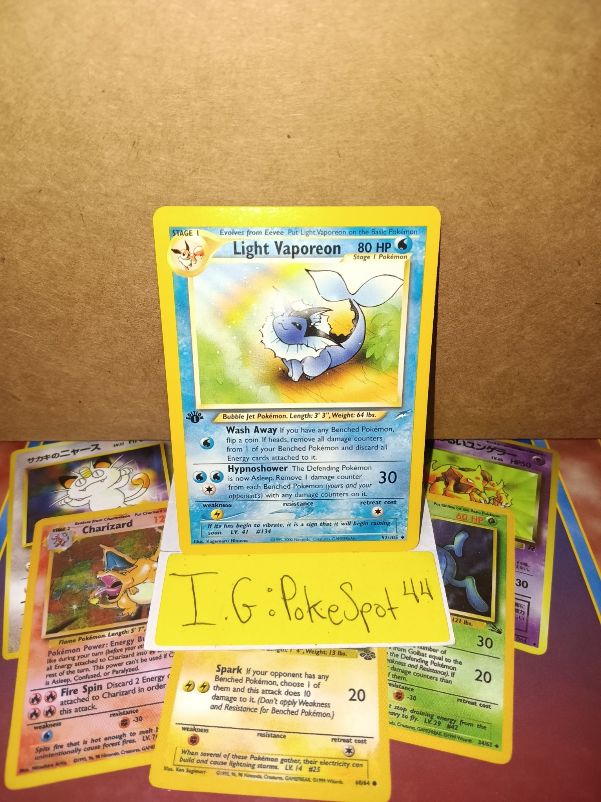 Pokemon 2000 Neo Destiny Light Vaporeon 1st Edition Uncommon #52/105 Near Mint