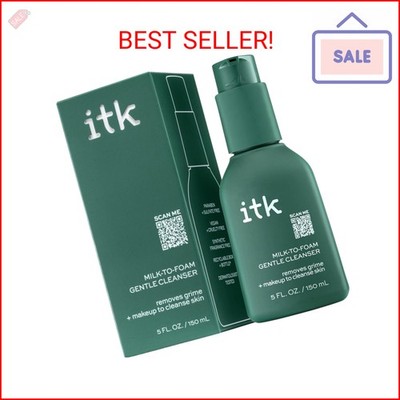 ITK Skincare 2-in-1 Milk-To-Foam Gentle Cleanser - Effective Face Wash + Makeup