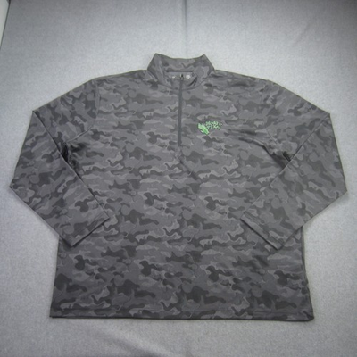 #ad North Texas Mean Green Pullover Mens XXL Grey Camo 1 4 Zip Antigua NCAA $27.99