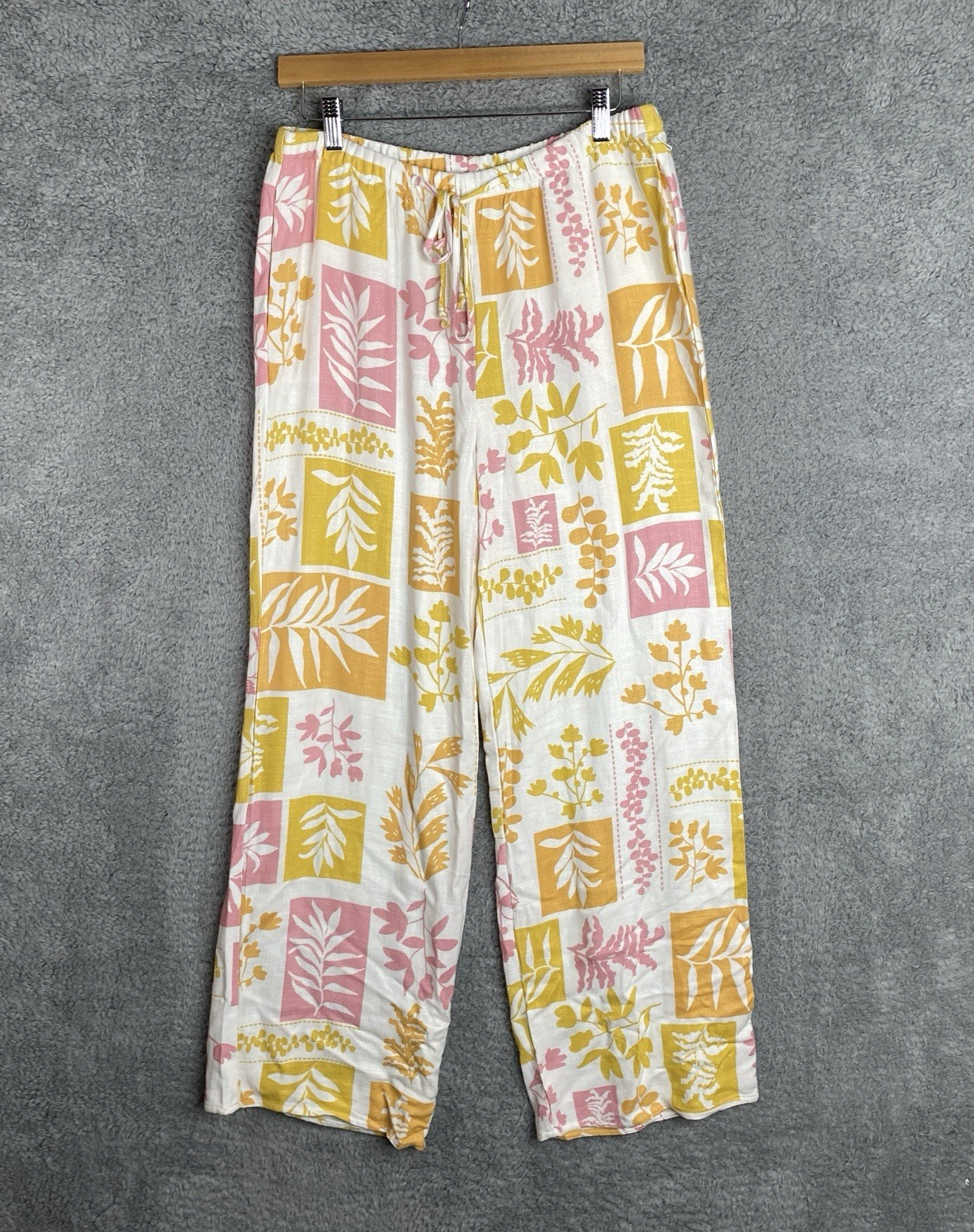 Sienna Sky Tropical Wide Leg Palazzo Pants Womens Size L Pull On Resort Cruise
