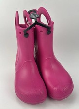 Crocs Handle It Rain Boots Kids Candy Pink Waterproof Rubber Boot Kids siz C 13