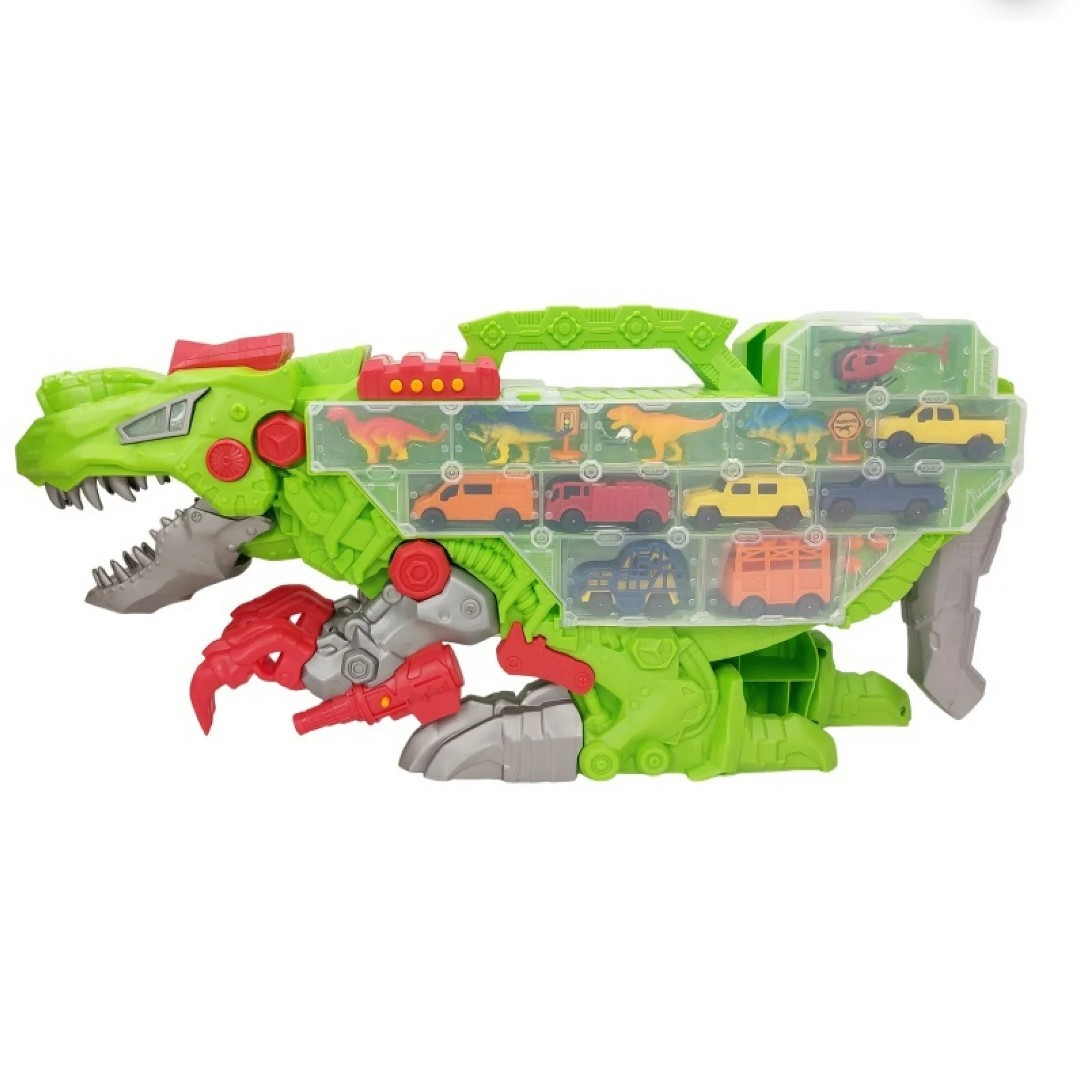 Dinosaur Play Set Vehicles Storage Case Race Track Missile Launcher