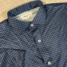 Collars  Co Shirt Mens Small Blue Micro Dot Button Up Short Sleeve Dress Collar