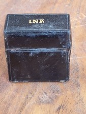Antique Victorian Leather Covered Travelling Inkwell C1890