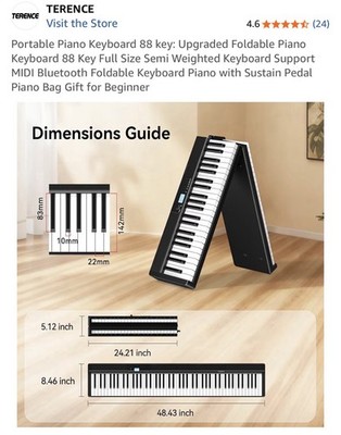 Portable Piano Keyboard 88 key: Upgraded Foldable Piano Keyboard 88 Key Full ...