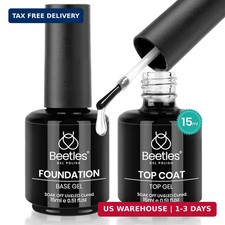 Beetles 2 Pcs 15ml No Wipe Gel Top Coat and Base Coat Set - Shine Finish and Lon
