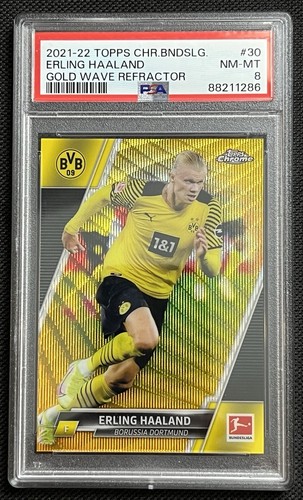 2021-22 Topps Chrome Bundesliga - Erling Haaland #30 Gold Wave /50 Jrsy # PSA 10