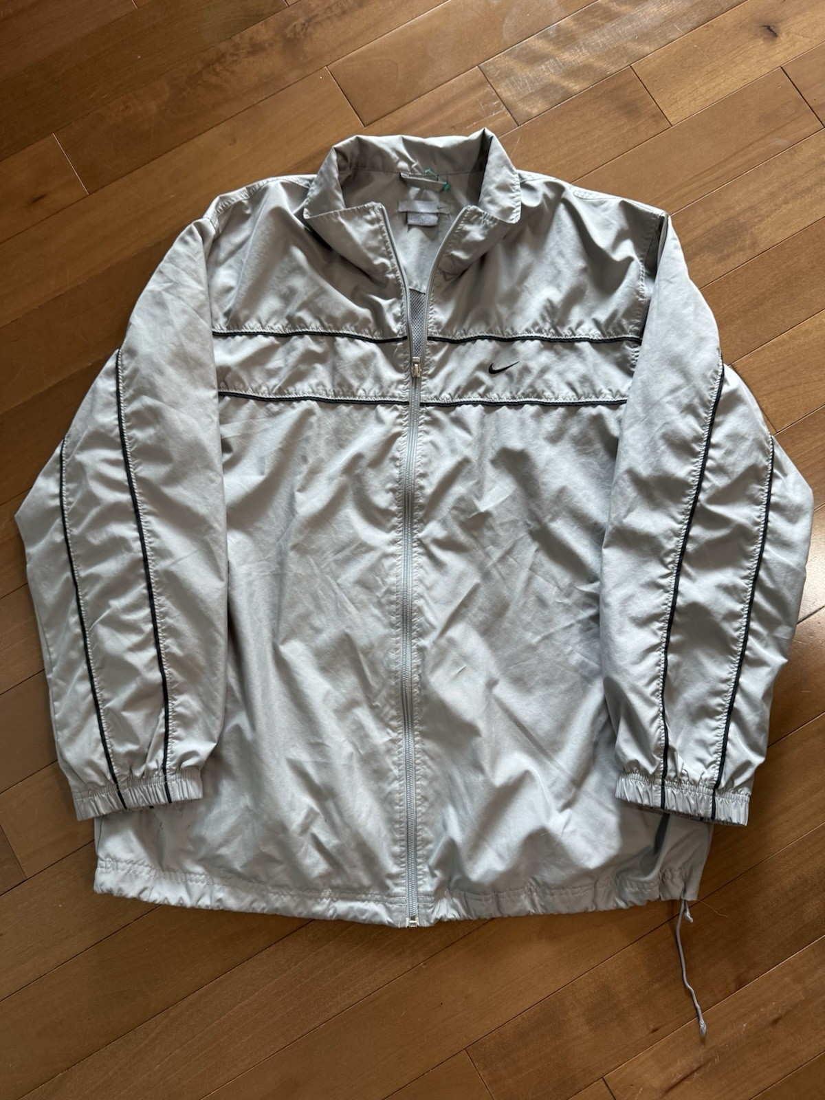 Vintage 2000's Nike Striped Full Zip Gray Windbreaker Y2K