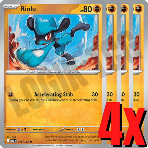 4x Riolu 076/132 x4 - Mega Evolutions - Pokemon TCG - Playset