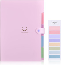Expanding File Folder with 5 Pockets, Cute Accordion File Organizer, Letter Size