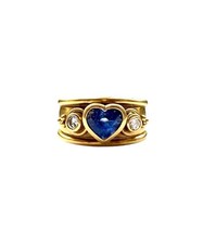 18ct 750 sapphire and diamond heart ring. pre owned N 1/2 11.3g circa 2001