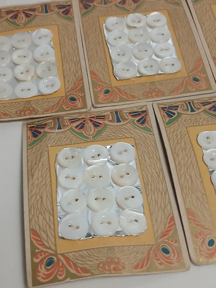 5 Sets Vintage Antique Button Card White Pearl Buttons 60 Piece Lot  - Image 2 of 4