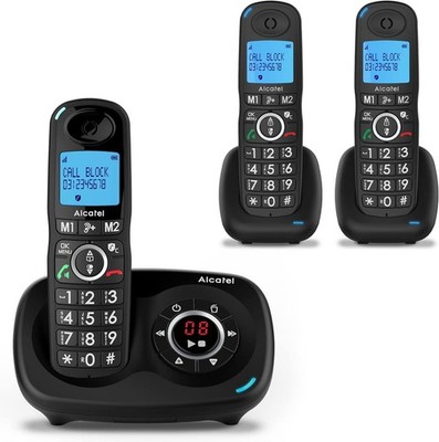 Alcatel XL595 Voice Trio Schnurlos Großtasten 3 Mobilteile Anrufbeantworter Anru