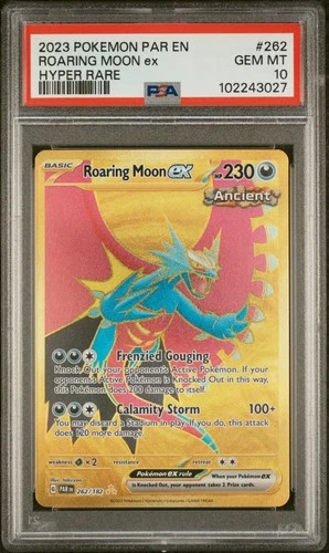 Pokémon TCG Roaring Moon EX Paradox Rift Hyper Rare Gold Card 262/182 PSA 10