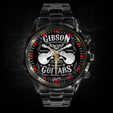 Gibson Les Paul Custom Men's Stainless Steel Watch Electric Guitar Music Fan Gif