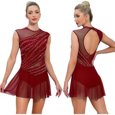 Womens Gymnastics Artistic Figure Skating Ballet Lyrical Dance Leotards Dress