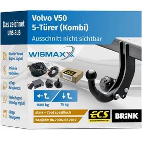 ANHÄNGERKUPPLUNG für Volvo V50 04-12 starr BRINK +7pol E-Satz ECS