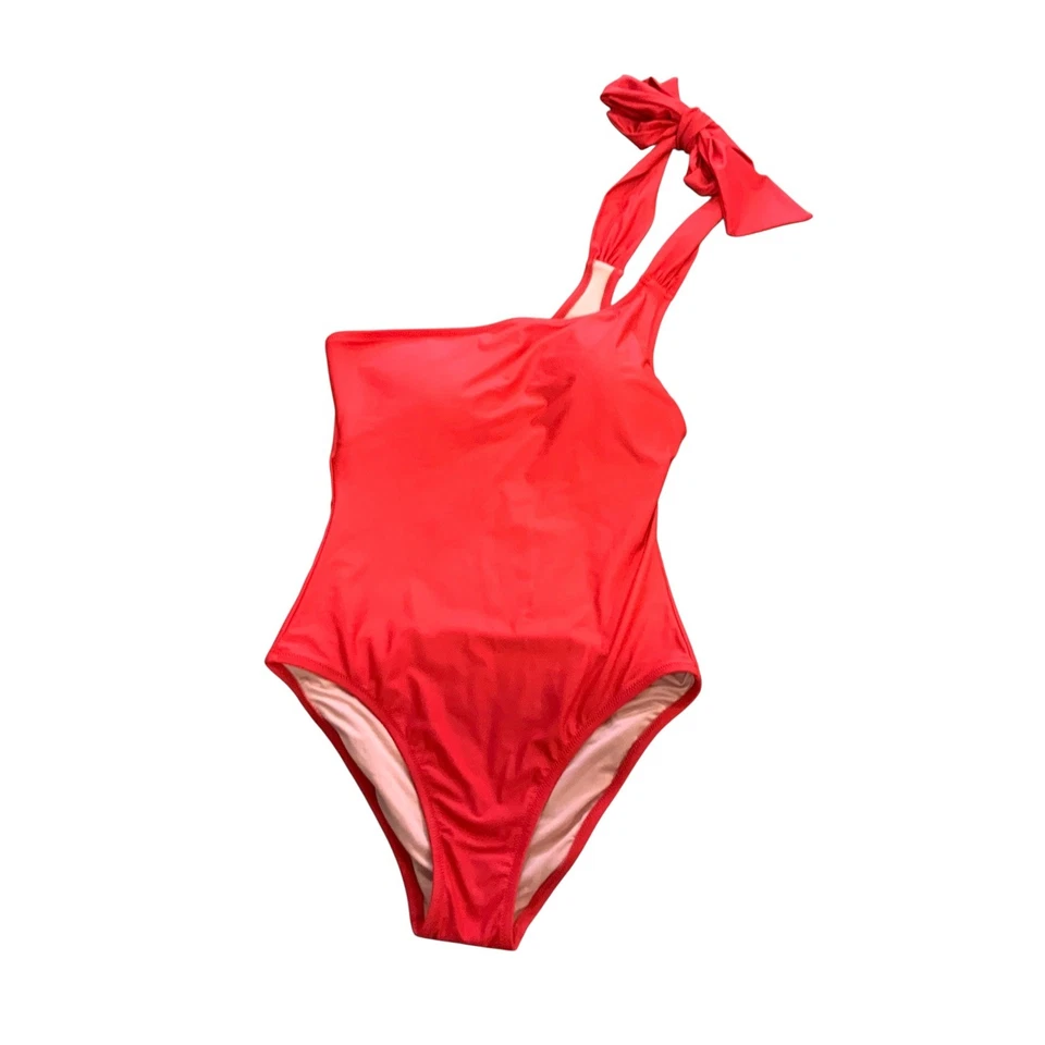 Traje de baño reimaginado por J.Crew de un hombro con acento de moño traje de baño de una pieza Foto 3 de 4