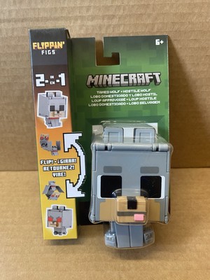 Minecraft Flippin' Figs 2 in 1 Tamed Wolf + Hostile Wolf Ages 6+ Transforms