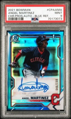 Angel Martinez Bowman Chrome True Blue Refractor AUTO 10 RC /150 PSA9