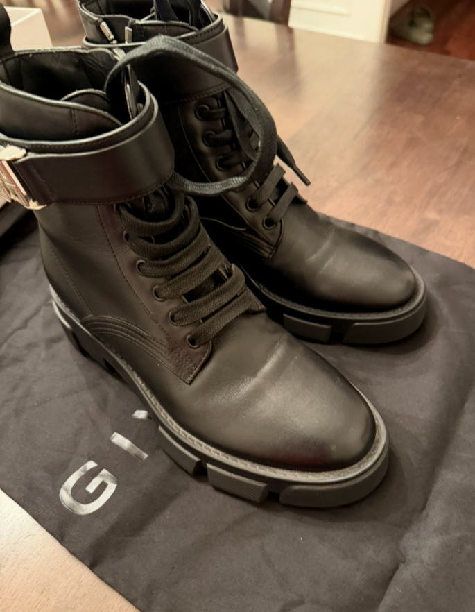 NEW Givenchy Terra 4G Buckle Combat Boot Size 36EU Lug Sole Black