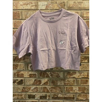 Vans Girls Crop Top T-Shirt Lilac Purple Short Sleeve Casual Tee Large