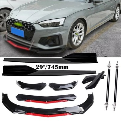 Front Bumper Lip Splitter Spoiler Glossy Black For AUDI A3 A4 A5 A6 B6 B7 Body