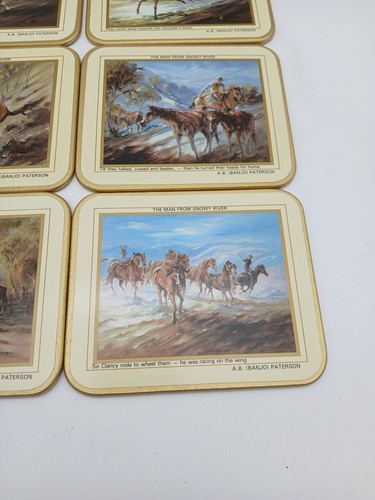 Jason A.B. Paterson Man From Snowy River Coaster Set 6 Pieces - Picture 5 of 6