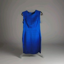 Adrianna Papell Blue Shutter Lined Form Fitting Dress Retro Knee Length Size 10