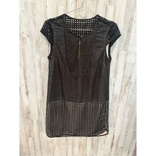 J. Crew Triple Eyelet Shift Dress Black Mini Dress Size Small Keyhole Cap Sleeve