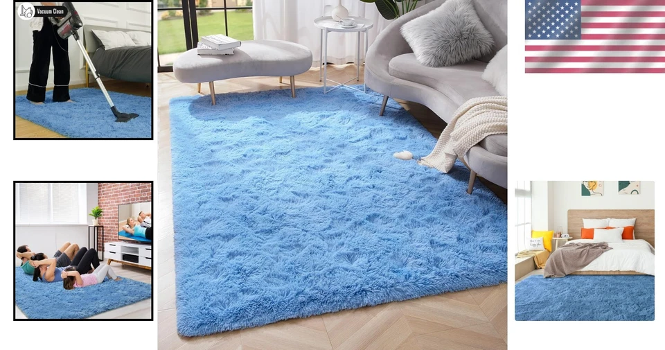 Elegant Cobalt Blue Shag Area Rug 5.3x7.5 Feet – Stylish Softness for Any Room - Image 2 of 4