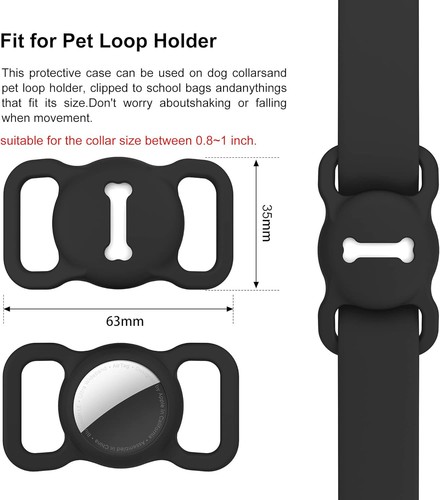 for Airtag Dog Collar Holder, DLENP Air Tag Protective Cat 1 Pack, Black - Picture 2 of 8