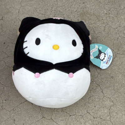 Squishmallows Hello Kitty Black Cat Costume Plush Stuffed Animal, Black/White
