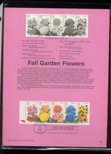 #2993-7 32c Fall Flowers  USPS# 9538 Souvenir Page