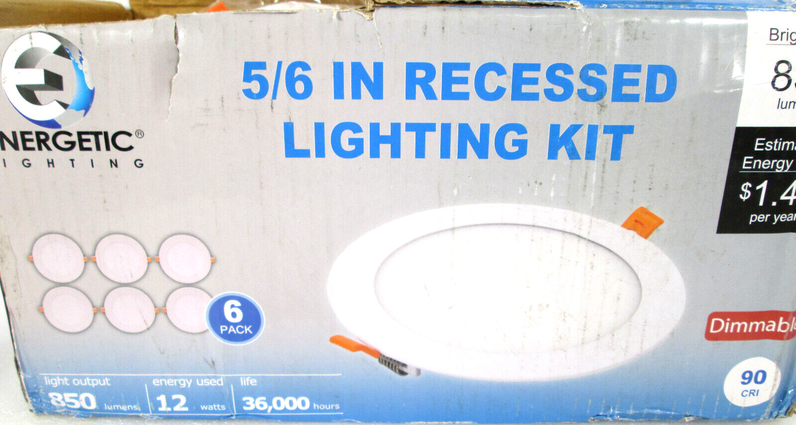 Lot of 6- Energetic Lighting- 5/6"- Recessed Lighting Kit-