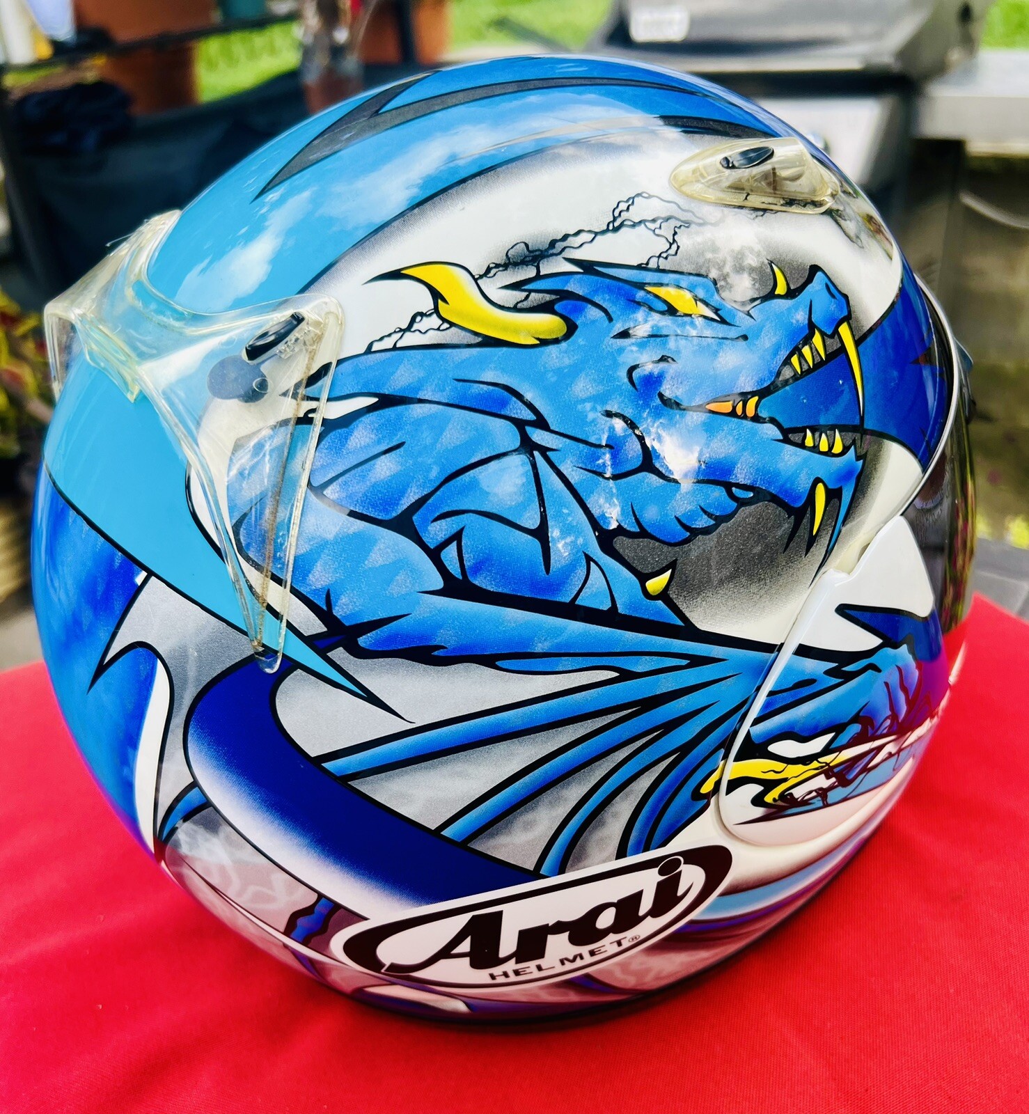 Vintage 2000 Arai “Tadayuki Okada” “Blue Flaming Dragon” Full Face