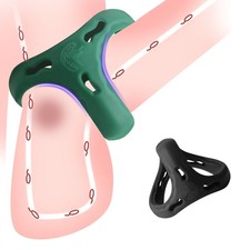 Reusable Scrotum Ring Penis Squeeze Stretcher Enhancers Delay Chastity Cage Ball