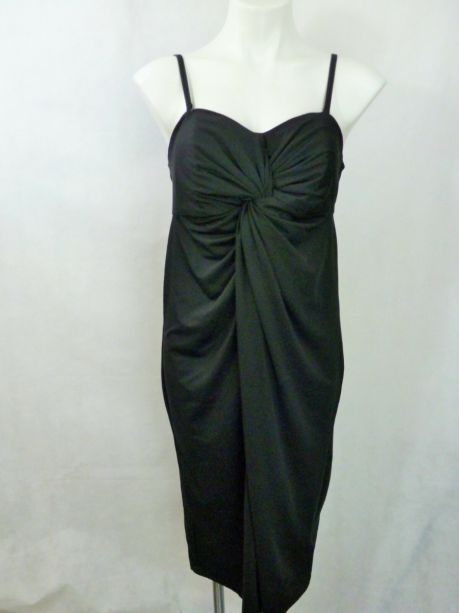 black bodycon dress size 12 So Fabulous US, UK 14 Twist Front Removable Straps Color:Cinnamon-Rose