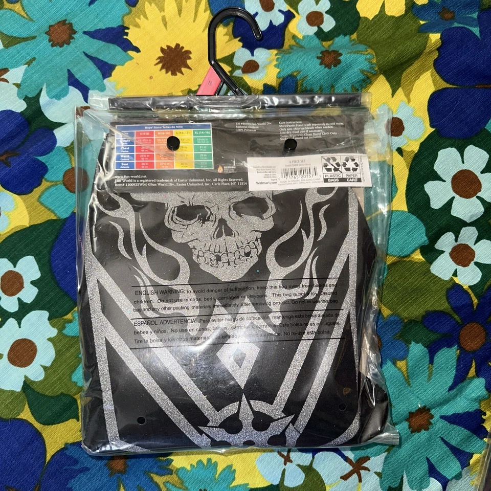 Skull Ninja Costume Silver Boys Youth Kids Small 4-6 Halloween Fun World - Image 2 of 3