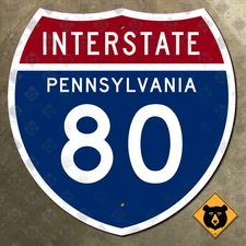 Pennsylvania interstate route 80 Bloomsburg highway marker road 1957 sign 12x12