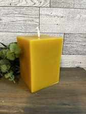 Pure Beeswax Square pillar candle - 2.5" x 2.5" x 3.5" tall solid bees wax