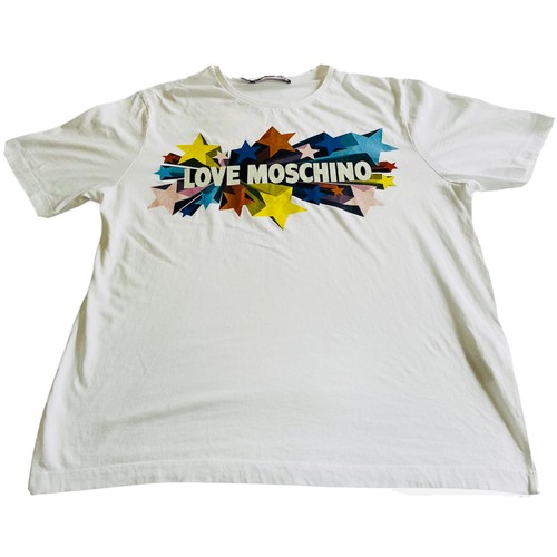 Love Moschino Star Burst Logo Oversized T Shirt White Size US 4 U.K. 8 EU 36 - Picture 3 of 11