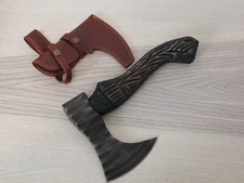 13" Viking Beared Axed One Handed Mini Custom Leather Sheath Hand Forged Sharp