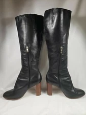 Pour la Victoire, Black,Full Leather,Heeled Boots, stacked,Womens Sz. 8.5