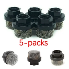 5-pack ASP Inlet Screens compatible to Graco 246385. 7/8" UNF nylon cap inlet