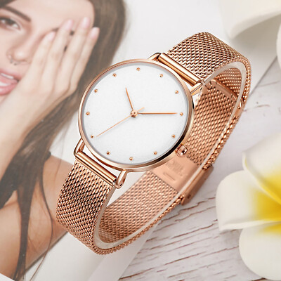 Women's Fashion Quartz Analog Watch 32MM Stainless Steel Watchband  Wristwatch | eBay
