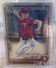 2021 Bowman Draft Chrome Chase Petty 1st Auto #CDA-CP - Reds Twins MLB Debut