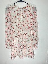Reformation Red Floral Long Sleeve Sheer Dress Size XS